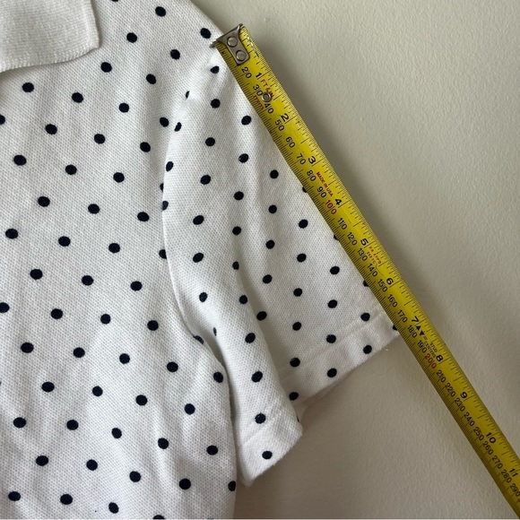 Y2K Kim Rogers White Polka Dot Cotton Polo Shirt Preppy Mod Retro Tee Small - Picture 7 of 12